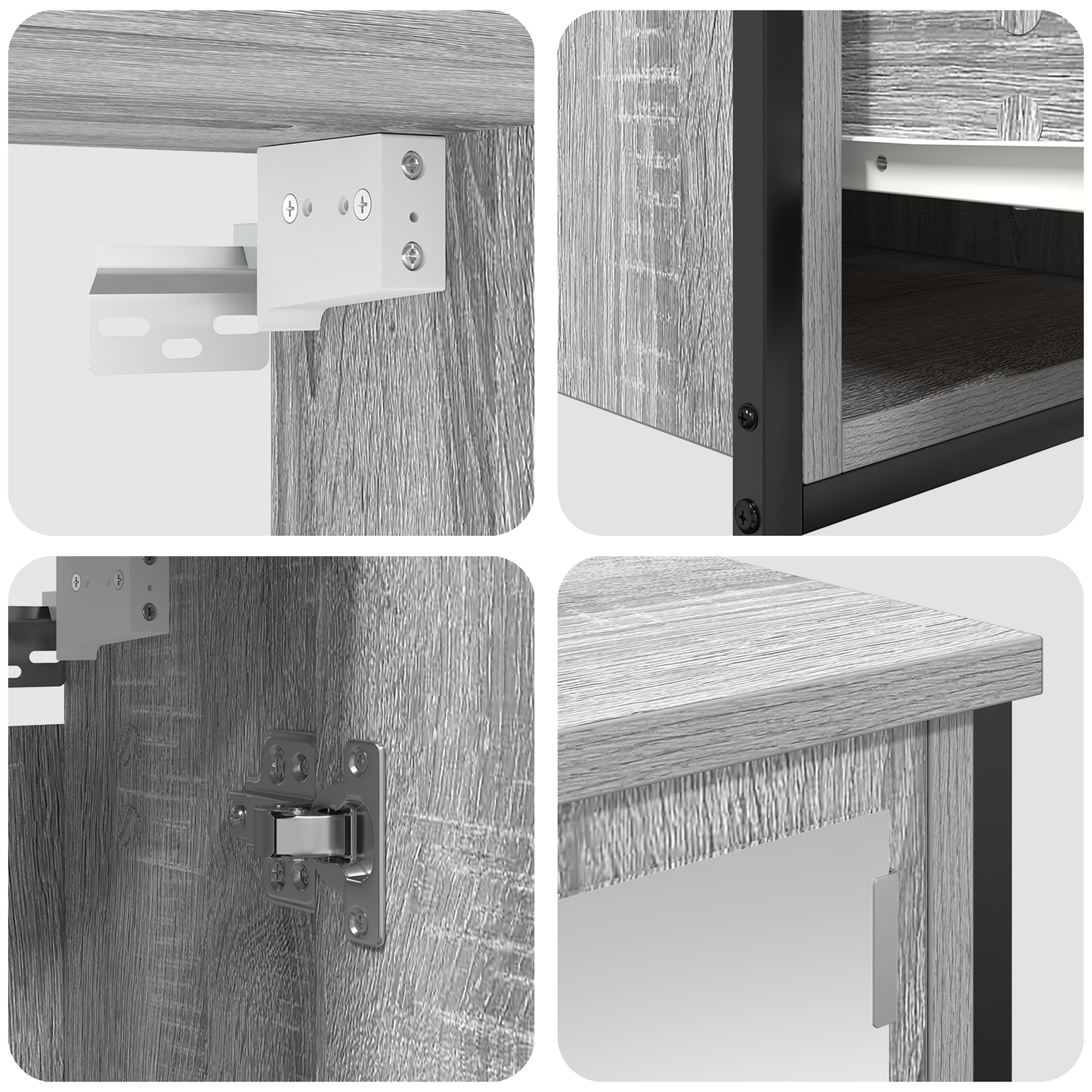 Badeværelsesmøbel Sæt 5 Dele Grå Sonoma Og Sort 36 X 35 X 165 Cm