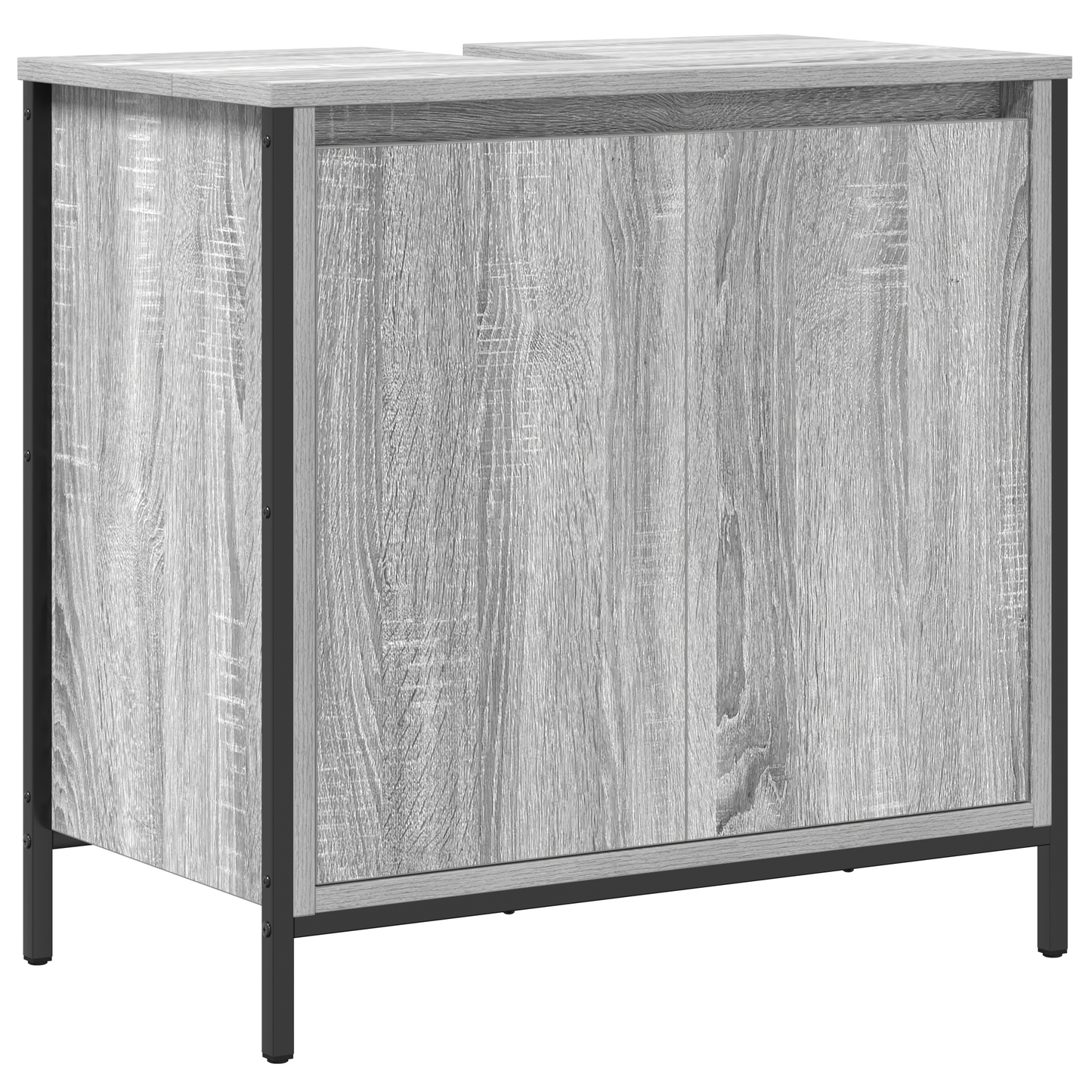 Badeværelsesmøbel Sæt 5 Dele Grå Sonoma Og Sort 36 X 35 X 165 Cm