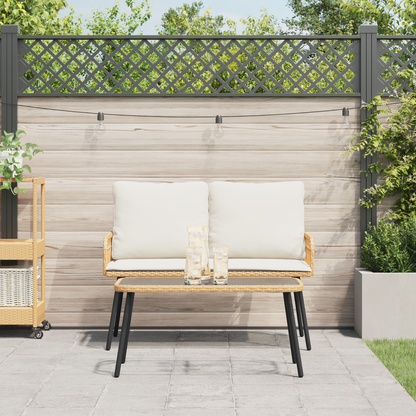 2-Delt Havemøbel Sæt Med Puder I Natuligt Poly Rattan