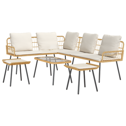 4 Styks Have Sofa Sæt Med Puder Naturlig Poly Rattan