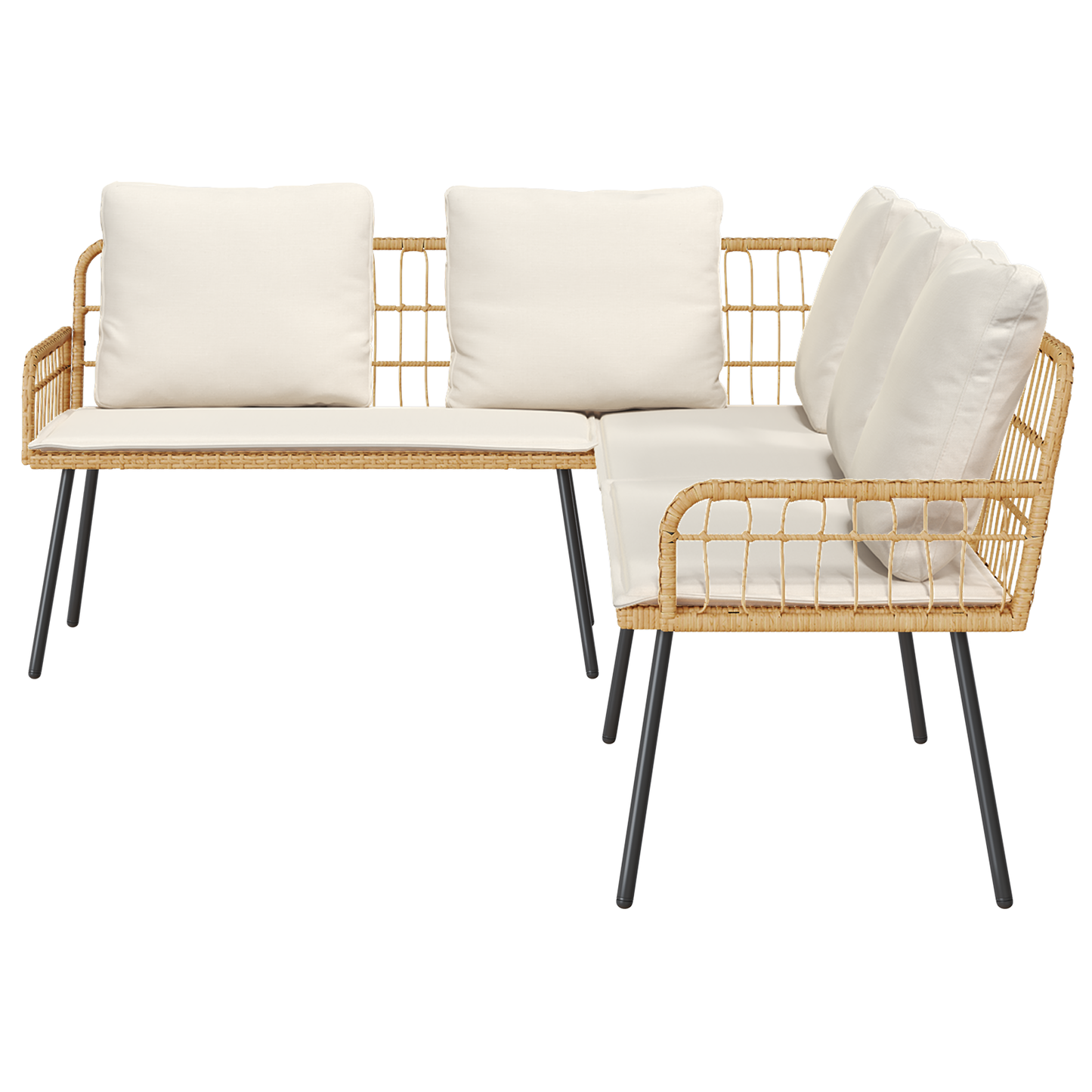 4 Styks Have Sofa Sæt Med Puder Naturlig Poly Rattan