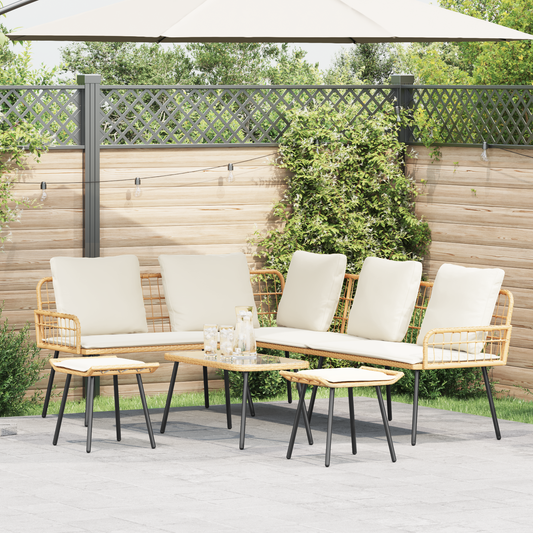4 Styks Have Sofa Sæt Med Puder Naturlig Poly Rattan