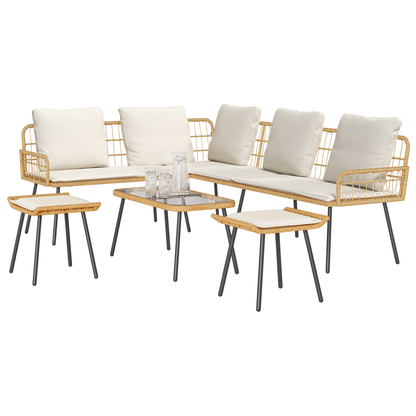 4 Styks Have Sofa Sæt Med Puder Naturlig Poly Rattan