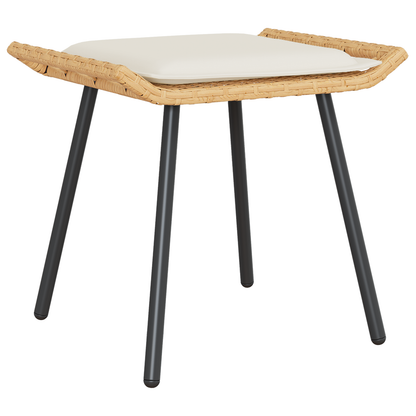 4-Delt Have Sofa Sæt Med Puder I Naturlig Poly Rattan