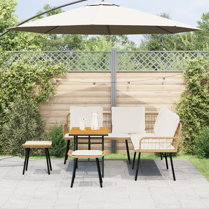 4-Delt Have Sofa Sæt Med Puder I Naturlig Poly Rattan