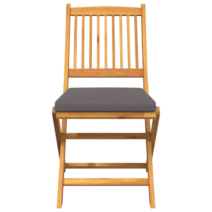 Folding Garden Chairs Med Grå Pude 4 Stk Solid Akacietræ