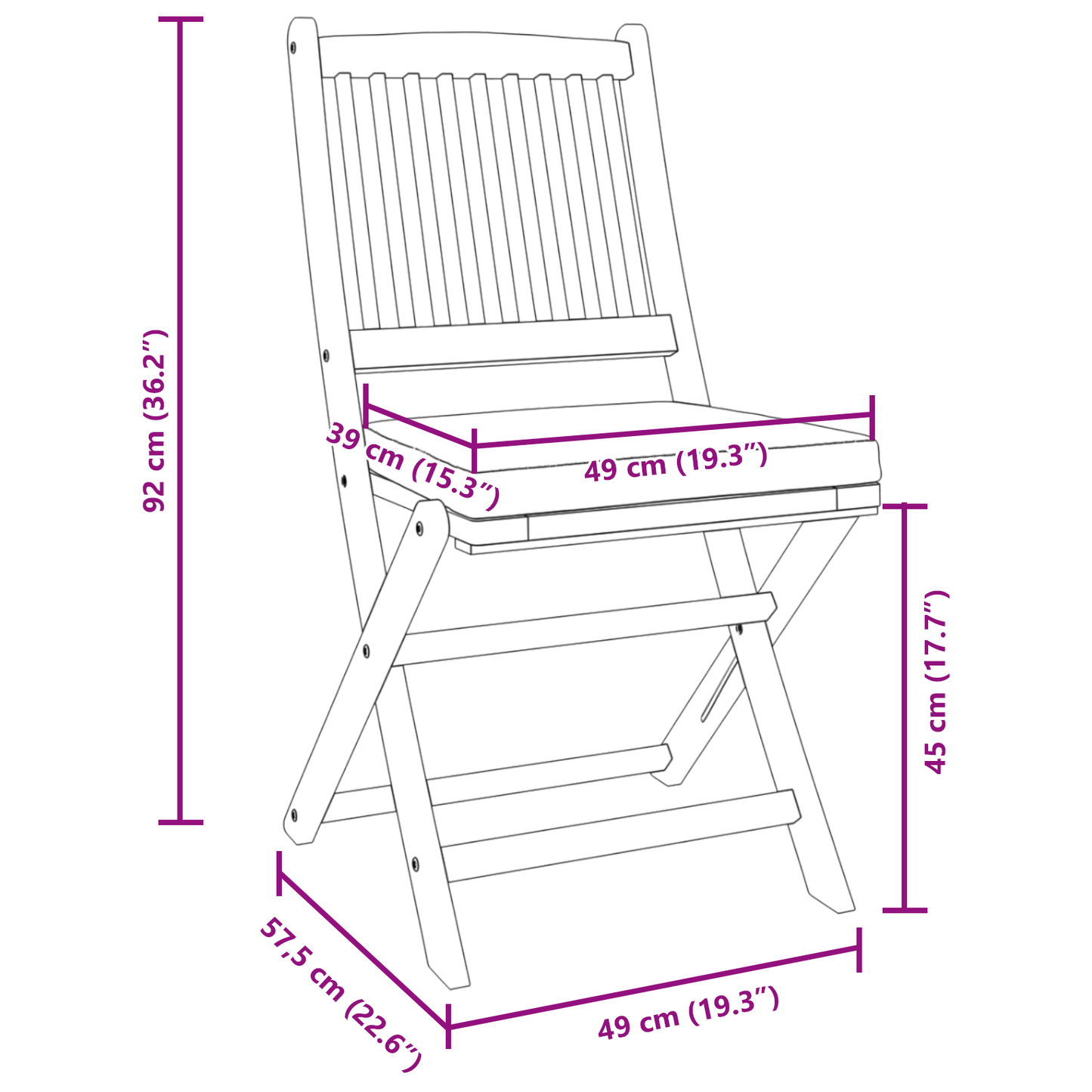 Folding Garden Chairs Med Grå Pude 4 Stk Solid Akacietræ