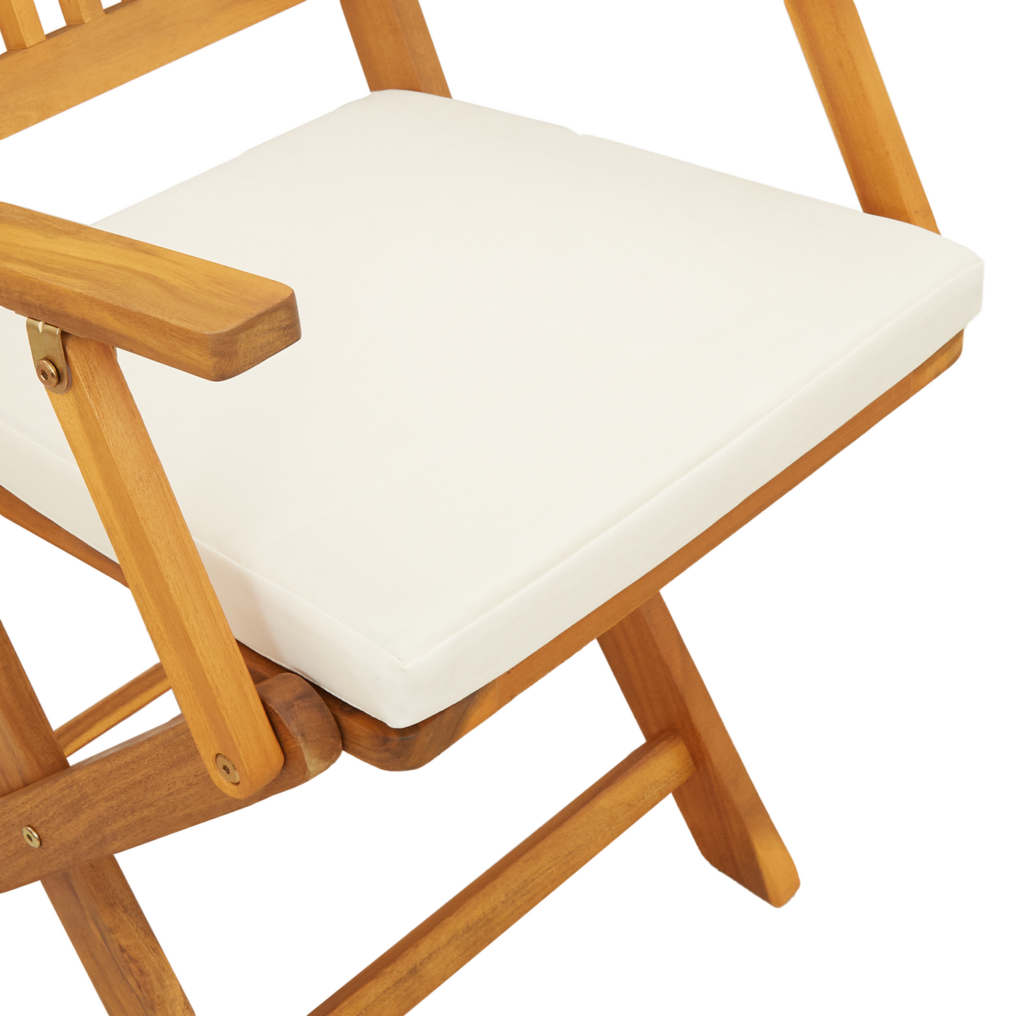 Folding Garden Chairs With White Cushion 8Pcs Solid Acacia Wood