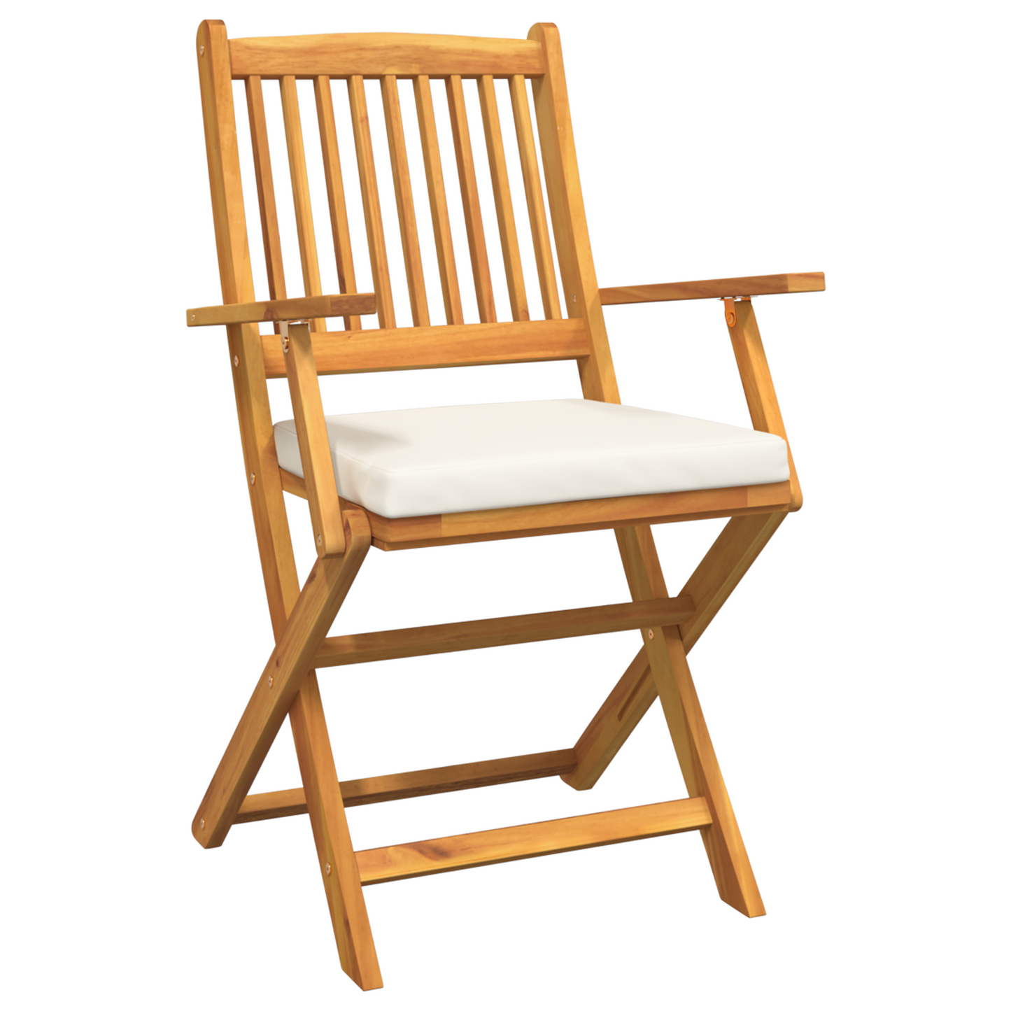 Folding Garden Chairs With White Cushion 8Pcs Solid Acacia Wood