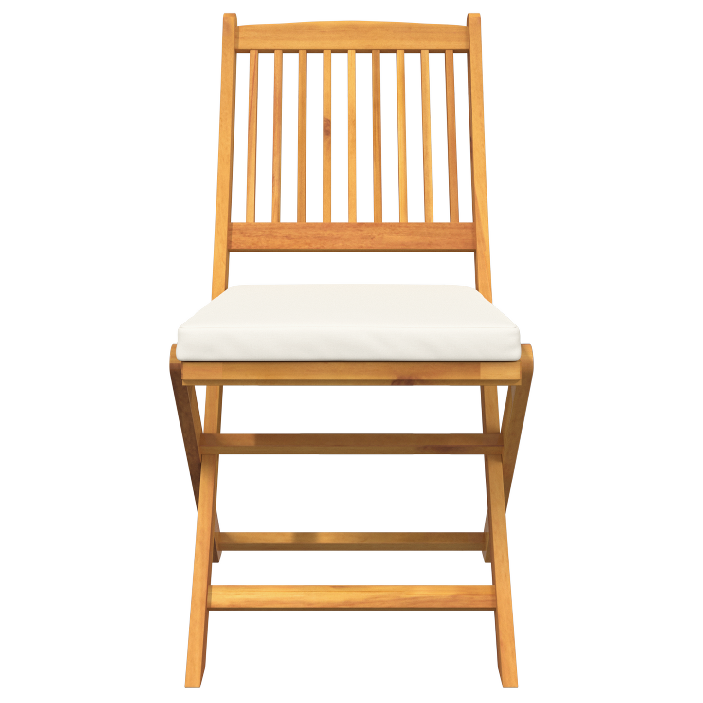 Folding Garden Chairs With White Cushion 8Pcs Solid Acacia Wood