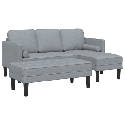 2 Stykke Sofa Sæt Med Puder Lysegrå Stof