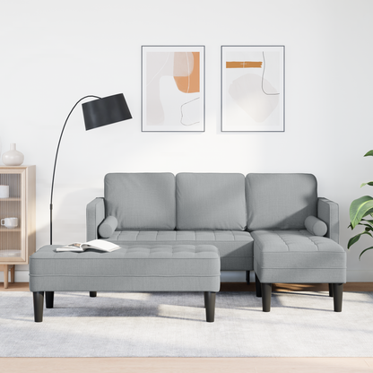 2 Stykke Sofa Sæt Med Puder Lysegrå Stof