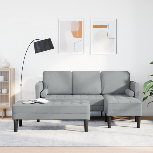 2 Stykke Sofa Sæt Med Puder Lysegrå Stof