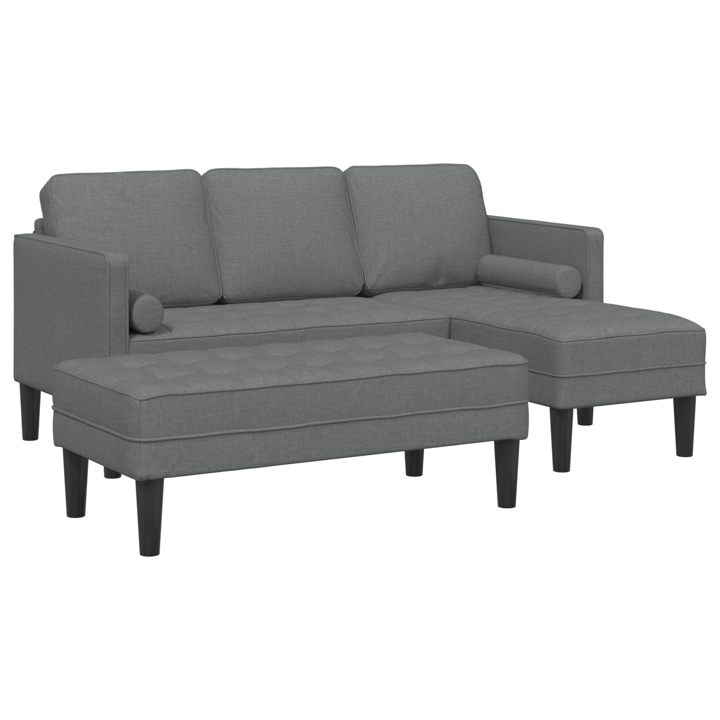 2 Personers Sofa Sæt Med Puder Mørkegrå Stof