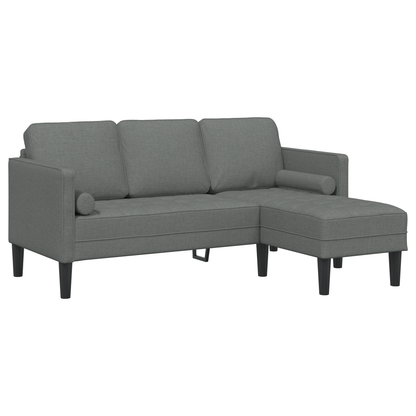 2 Personers Sofa Sæt Med Puder Mørkegrå Stof