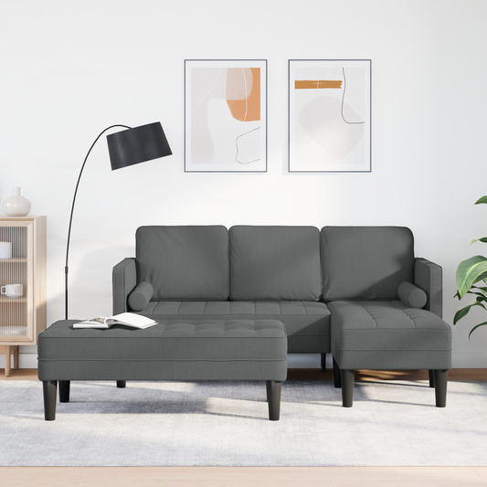 2 Personers Sofa Sæt Med Puder Mørkegrå Stof