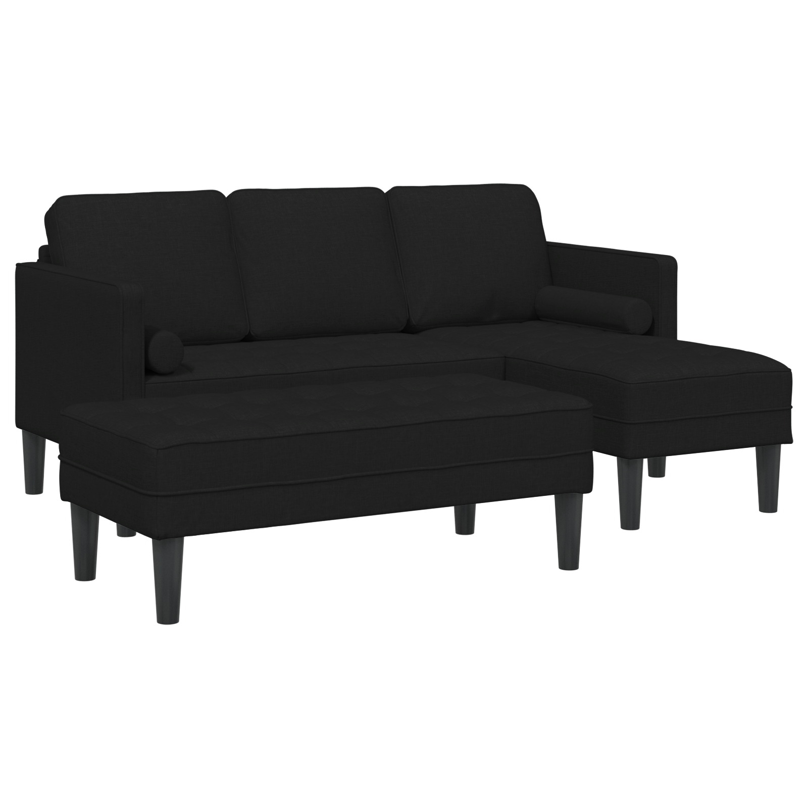 2-delt Sofa Sæt med Puder Sort Stof - billede 2