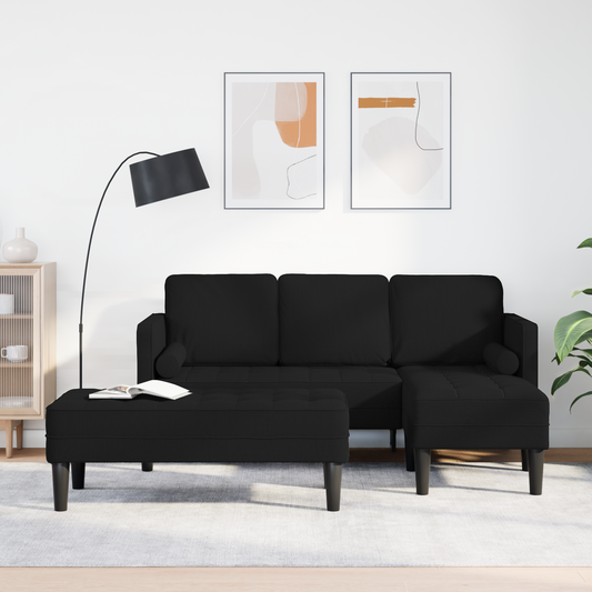 2-delt Sofa Sæt med Puder Sort Stof - hovedbillede