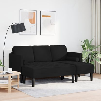 2-delt Sofa Sæt med Puder Sort Stof - billede 3