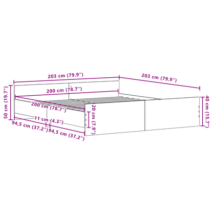 Sengramme Artisan Eg 200x200 Cm Konstrueret Træ - billede 9