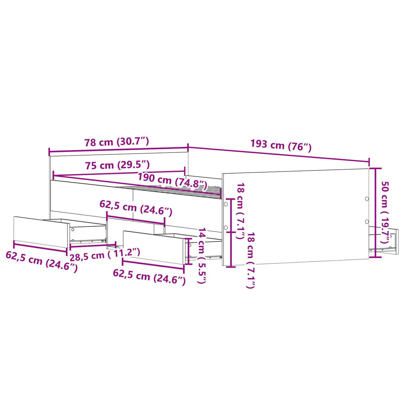 Senge Ramme Uden Madras Artisan Eg 75x190 Cm Konstrueret Træ - billede 10