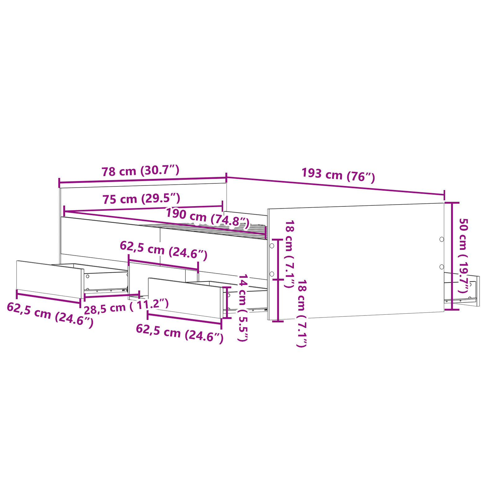 Senge Ramme Uden Madras Artisan Eg 75x190 Cm Konstrueret Træ - billede 10