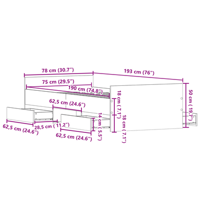 Senge Ramme Uden Madras Artisan Eg 75x190 Cm Konstrueret Træ - billede 10