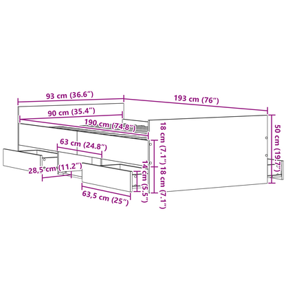 Seng Uden Madras Sort Eg 90x190 Cm Konstrueret Træ - billede 10