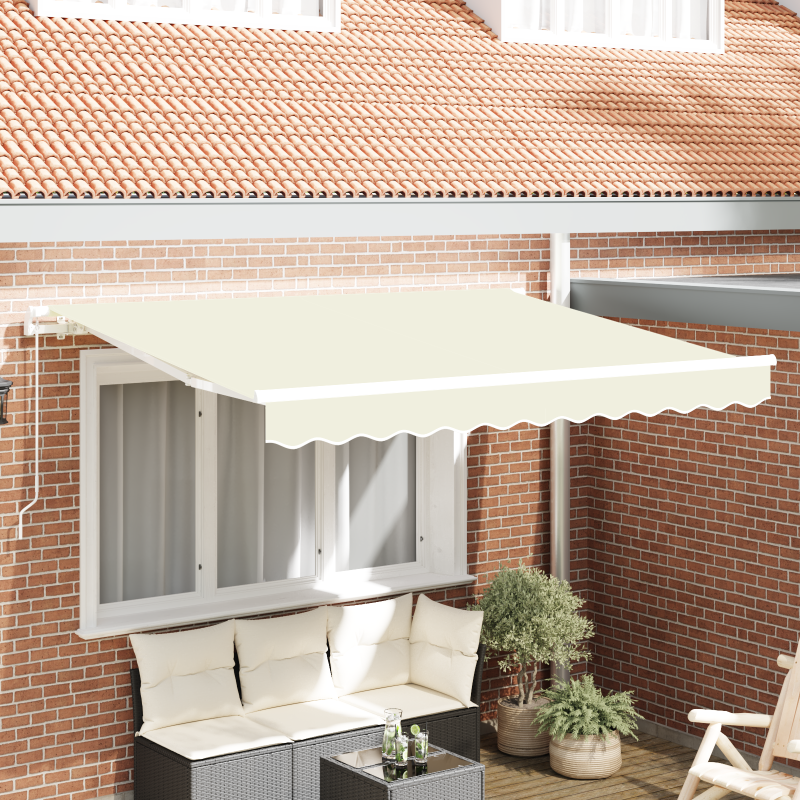 Utrækkelig Markise Creme og Hvid 250 X 200 Cm 2.5 X 2 M - hovedbillede
