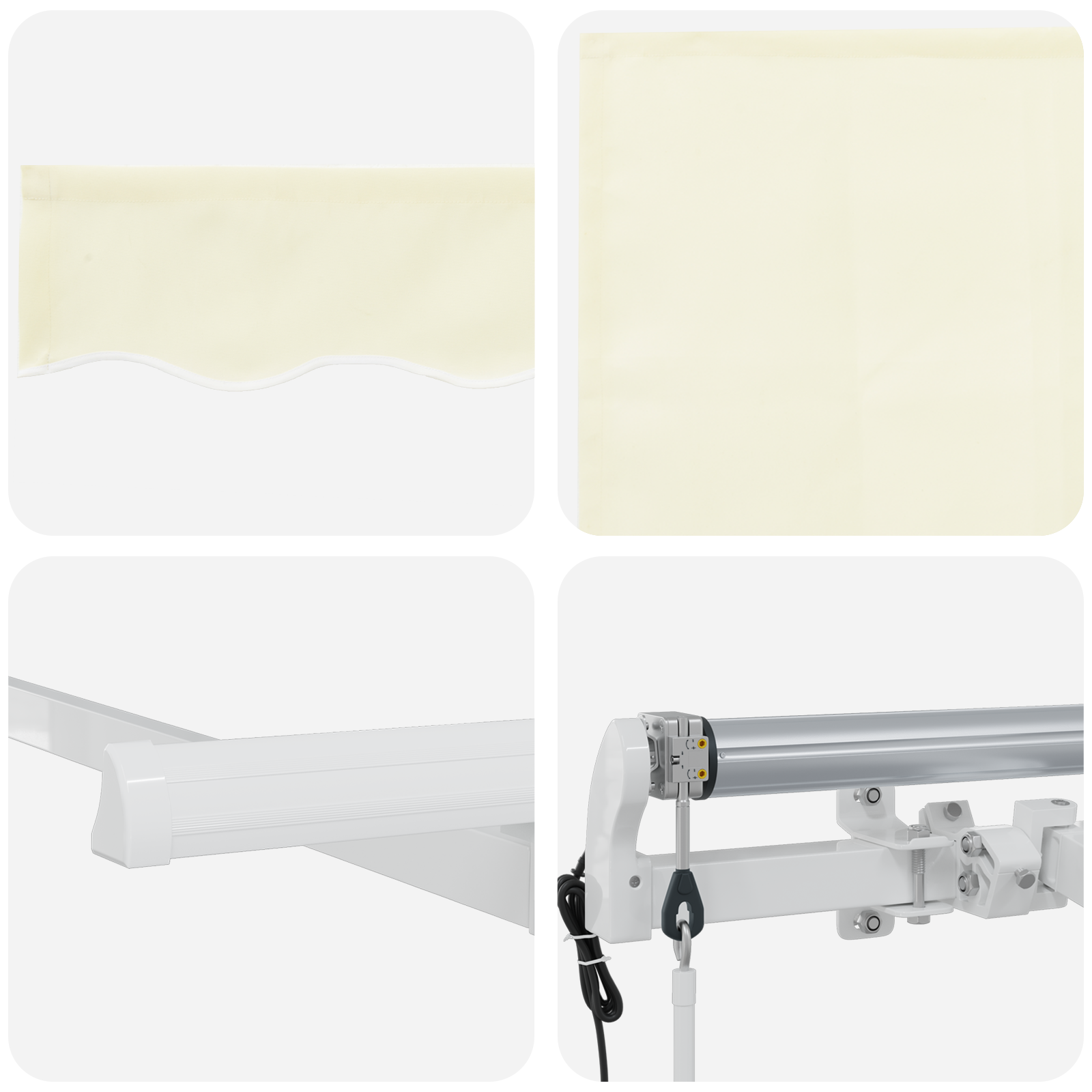 Utrækkelig Markise Creme og Hvid 250 X 200 Cm 2.5 X 2 M - billede 8