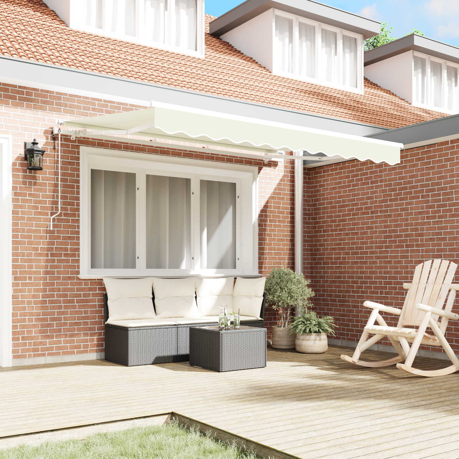 Utrækkelig Markise Creme og Hvid 250 X 200 Cm 2.5 X 2 M - billede 3