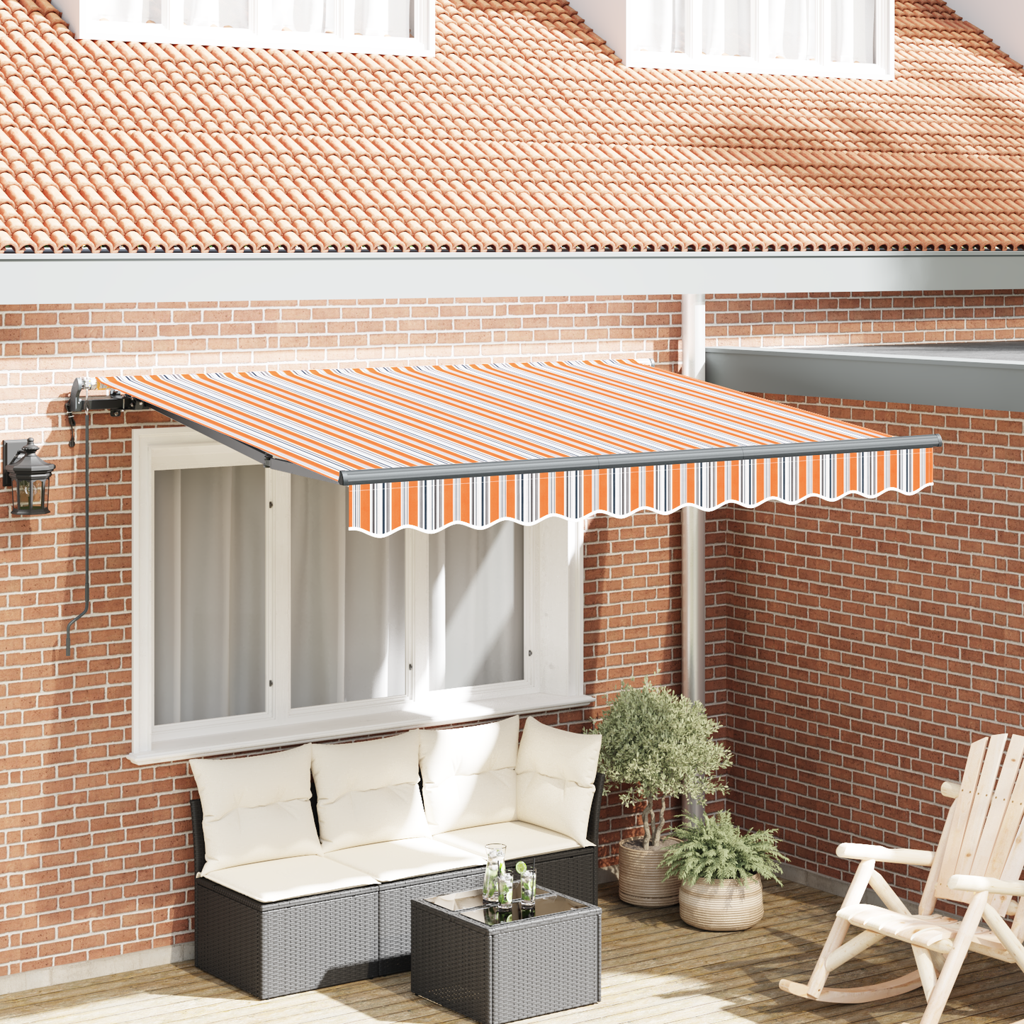 Utrækkelig Markise Gul og Orange og Hvid 250 X 200 Cm 2.5 X 2 M - hovedbillede
