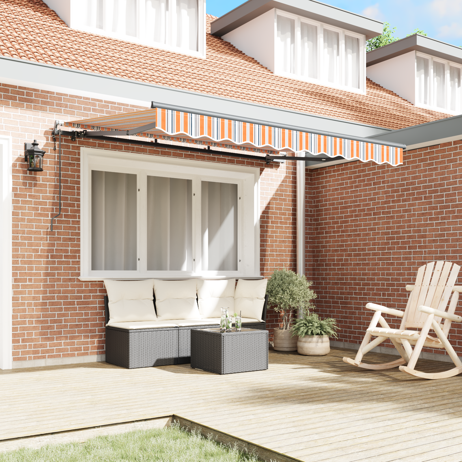 Utrækkelig Markise Gul og Orange og Hvid 250 X 200 Cm 2.5 X 2 M - billede 3