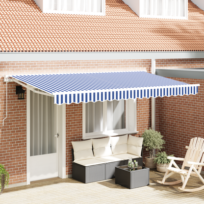 Utrækkelig Markise Blå og Hvid 350x200 Cm - hovedbillede
