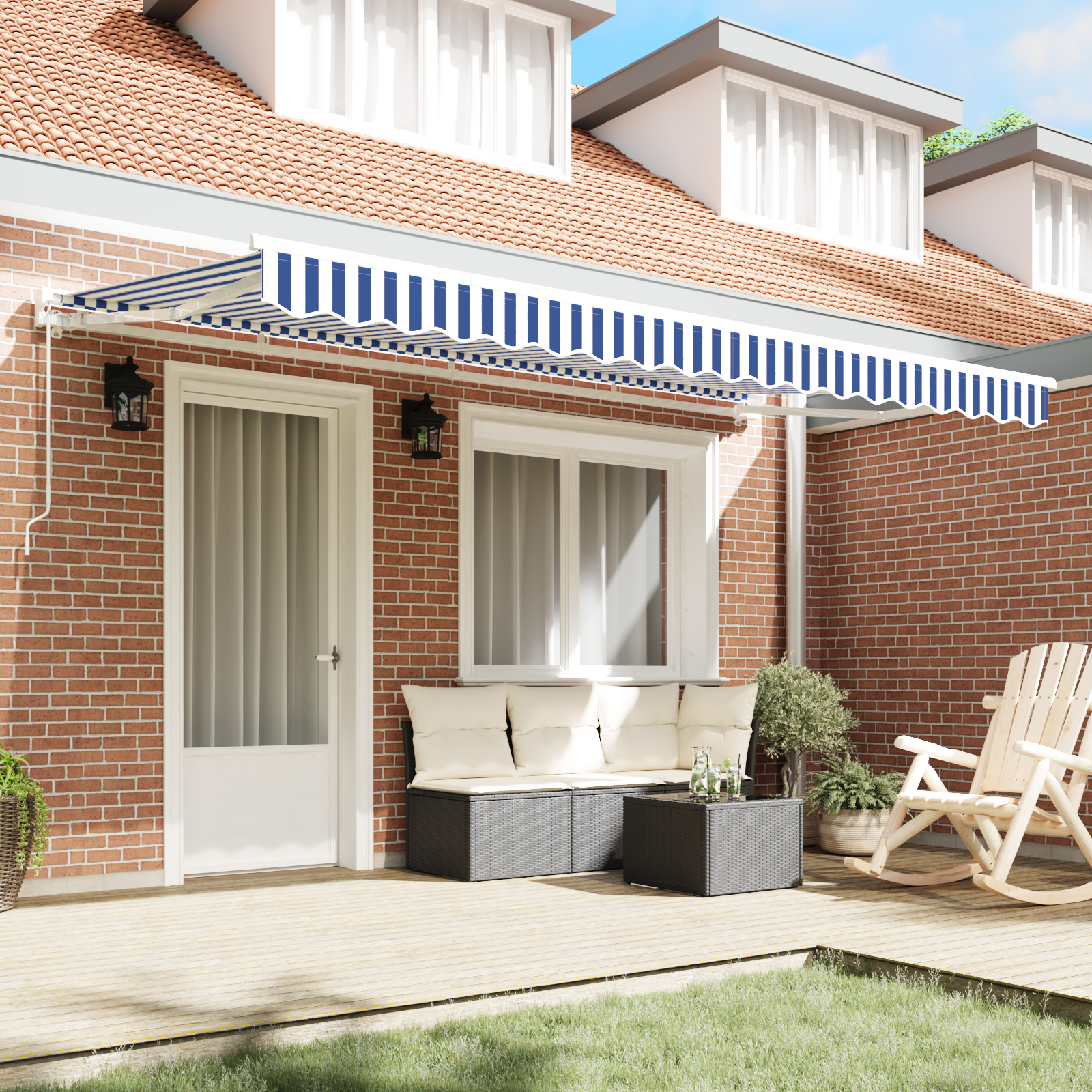 Utrækkelig Markise Blå og Hvid 350x200 Cm - billede 3