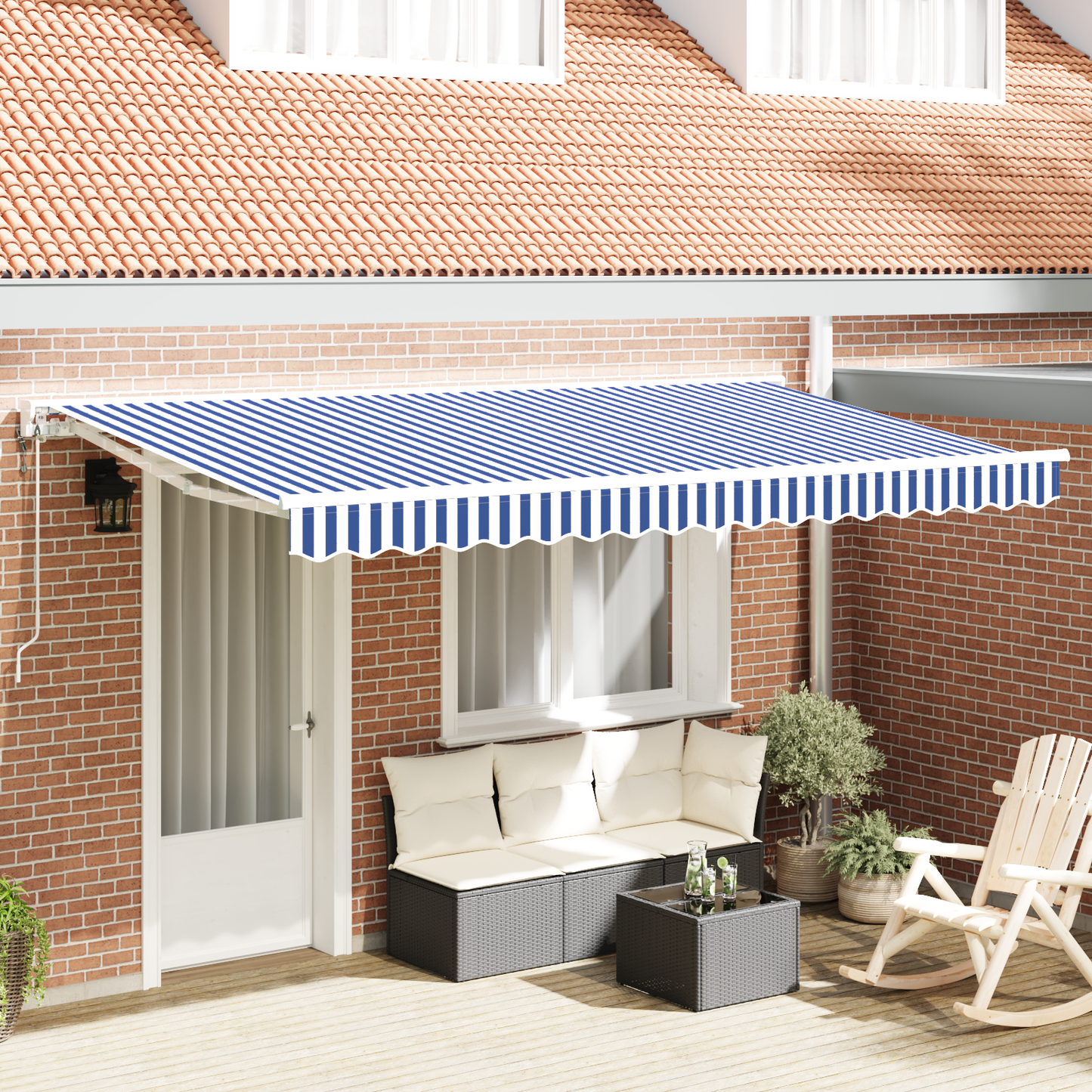 Utrækkelig Markise Blå og Hvid 350x200 Cm - hovedbillede