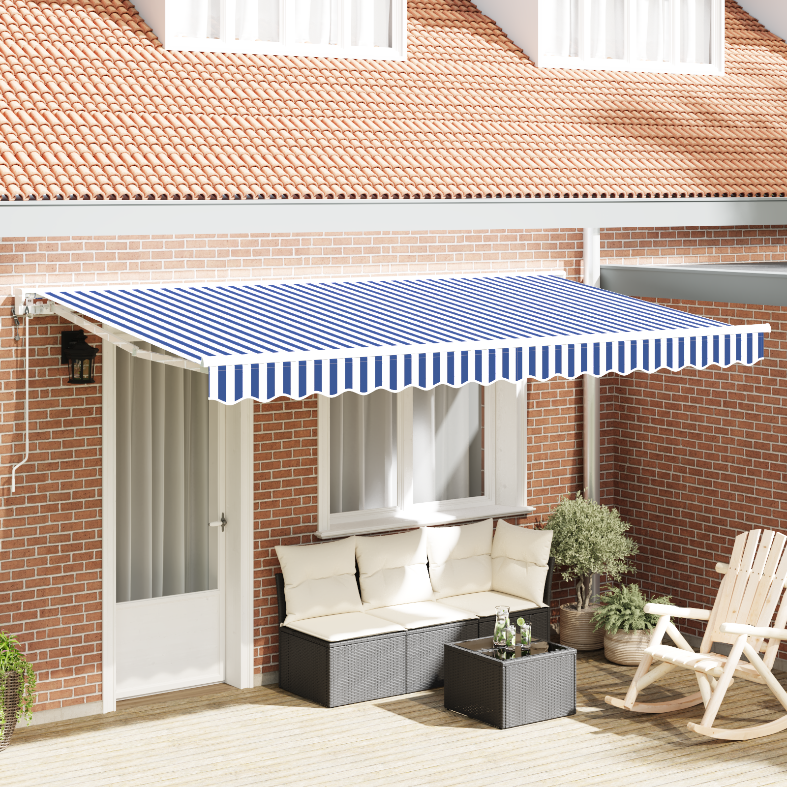 Utrækkelig Markise Blå og Hvid 350x200 Cm - hovedbillede