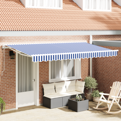 Utrækkelig Markise Blå og Hvid 350x200 Cm - hovedbillede