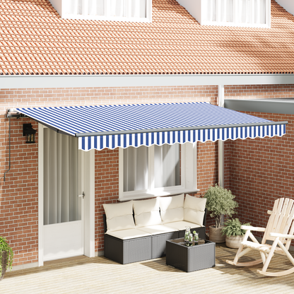 Utrækkelig Markise Blå og Hvid 3.5 X 2 M Polyester og Aluminium - hovedbillede