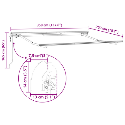 Utrækkelig Markise Blå og Hvid 3.5 X 2 M Stof og Metal - billede 12