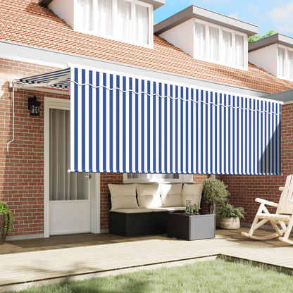 Utrækkelig Markise Stribet Blå og Hvid Hvid 350 X 200 Cm - billede 3