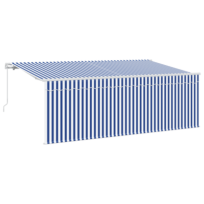 Utrækkelig Markise Stribet Blå og Hvid Hvid 350 X 200 Cm - billede 2