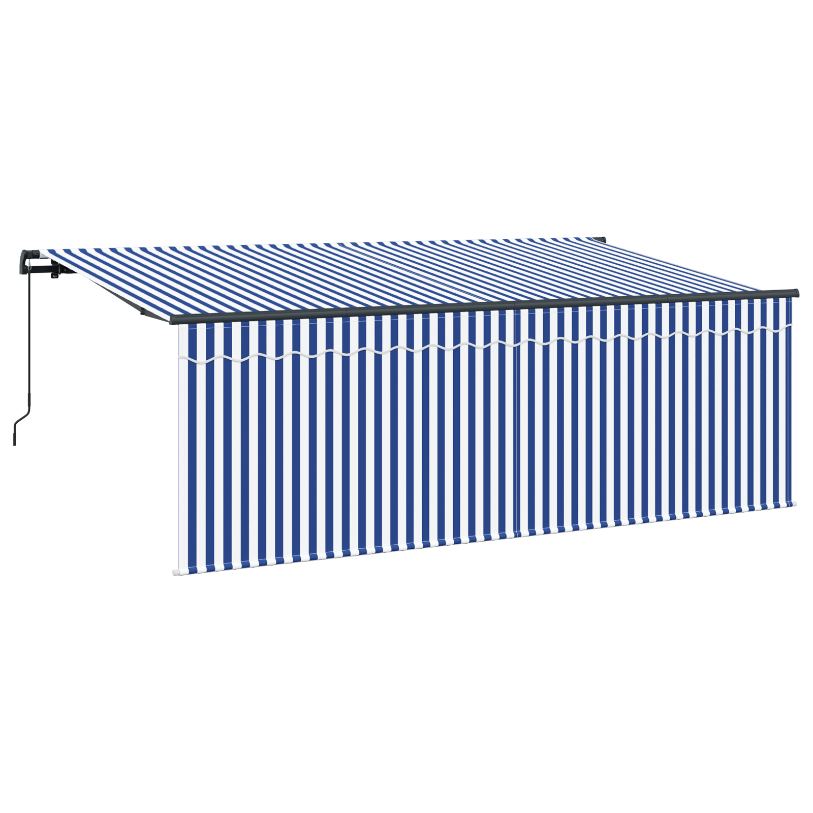 Utrækkelig Markise Stribet Blå og Hvid Antracit 350 X 200 Cm - billede 6