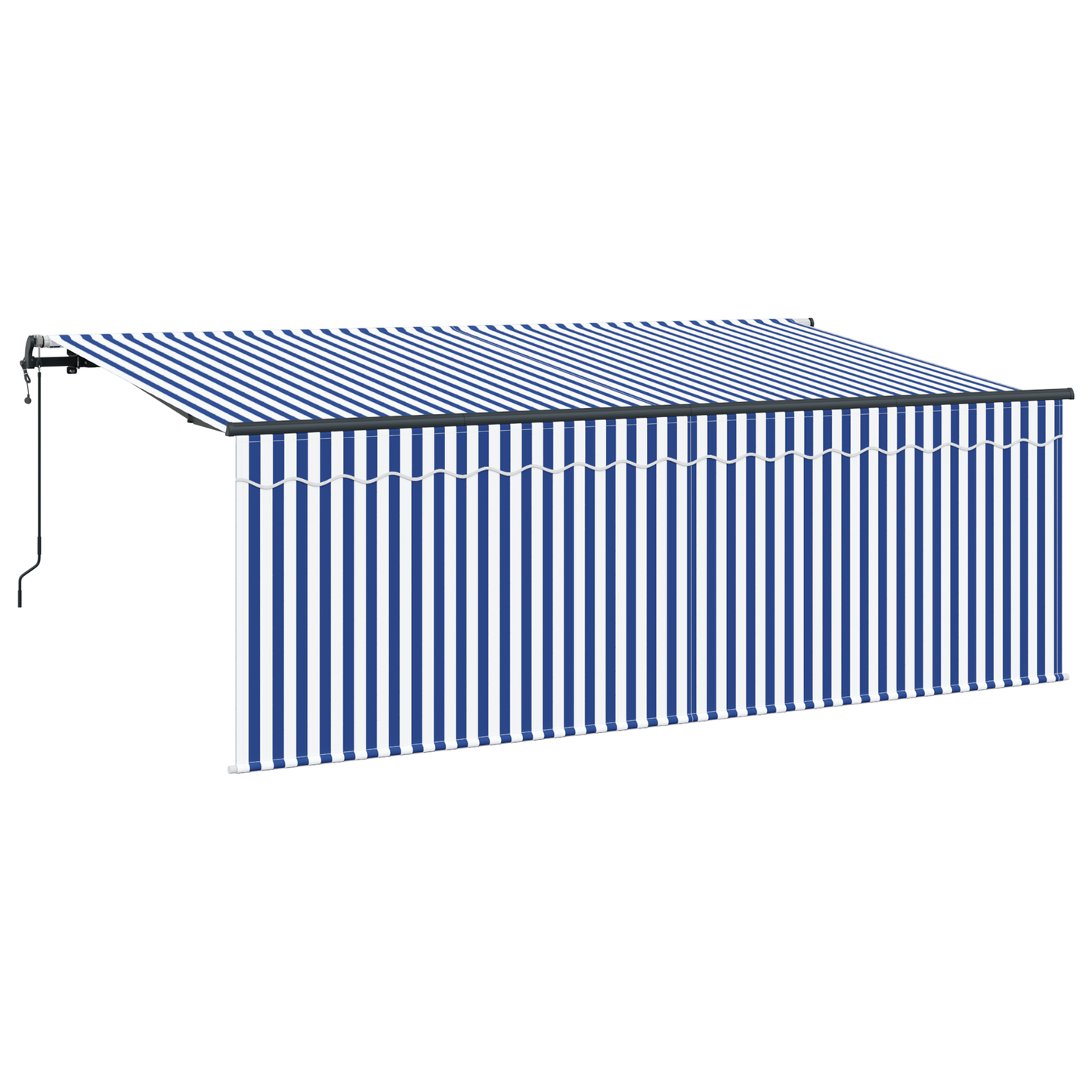 Markise med Blind Stribet Creme 350 X 200 X 120 Cm Stof, Metal - billede 5