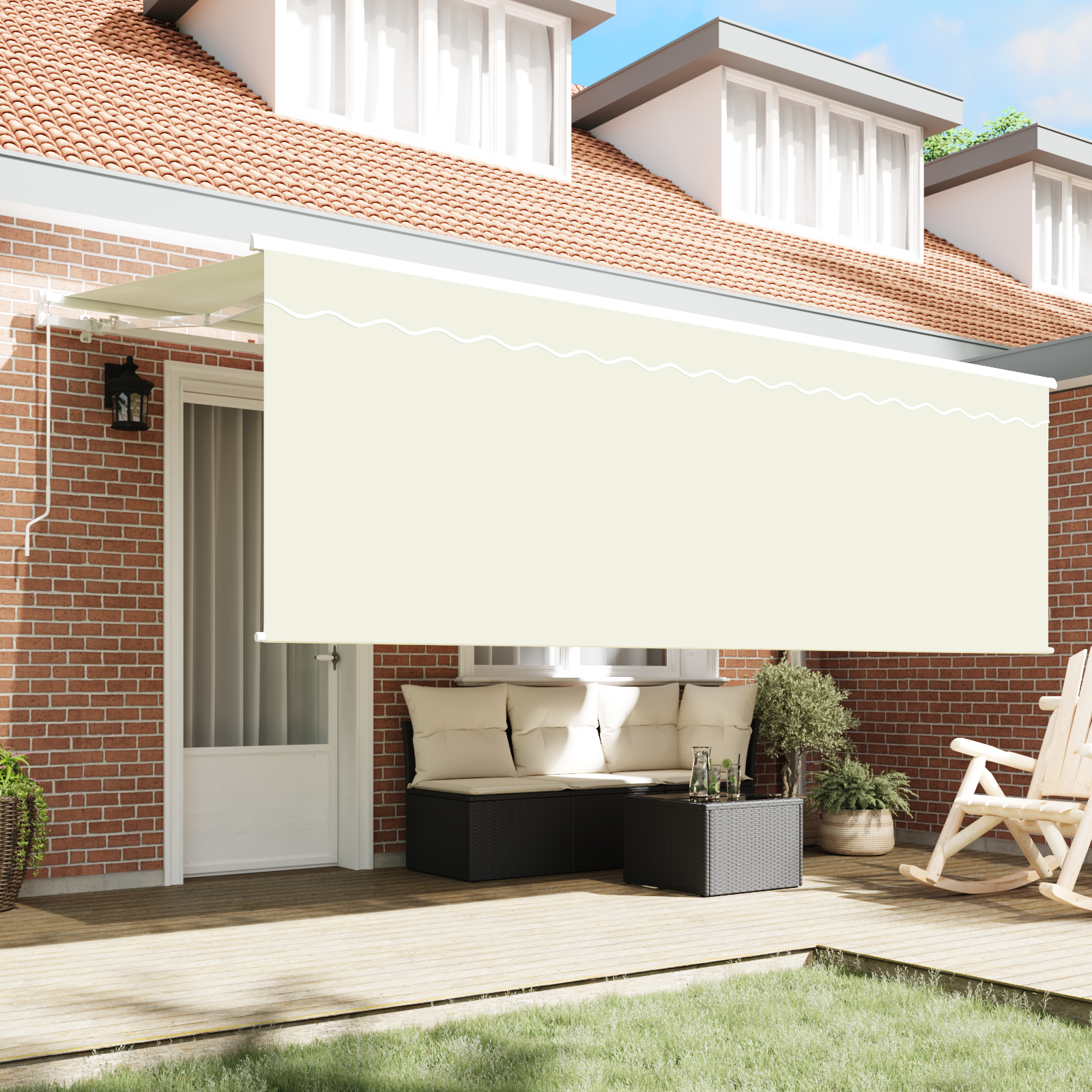 Markise med Blind Creme 350 X 200 X 120 Cm Stof, Metal - billede 3