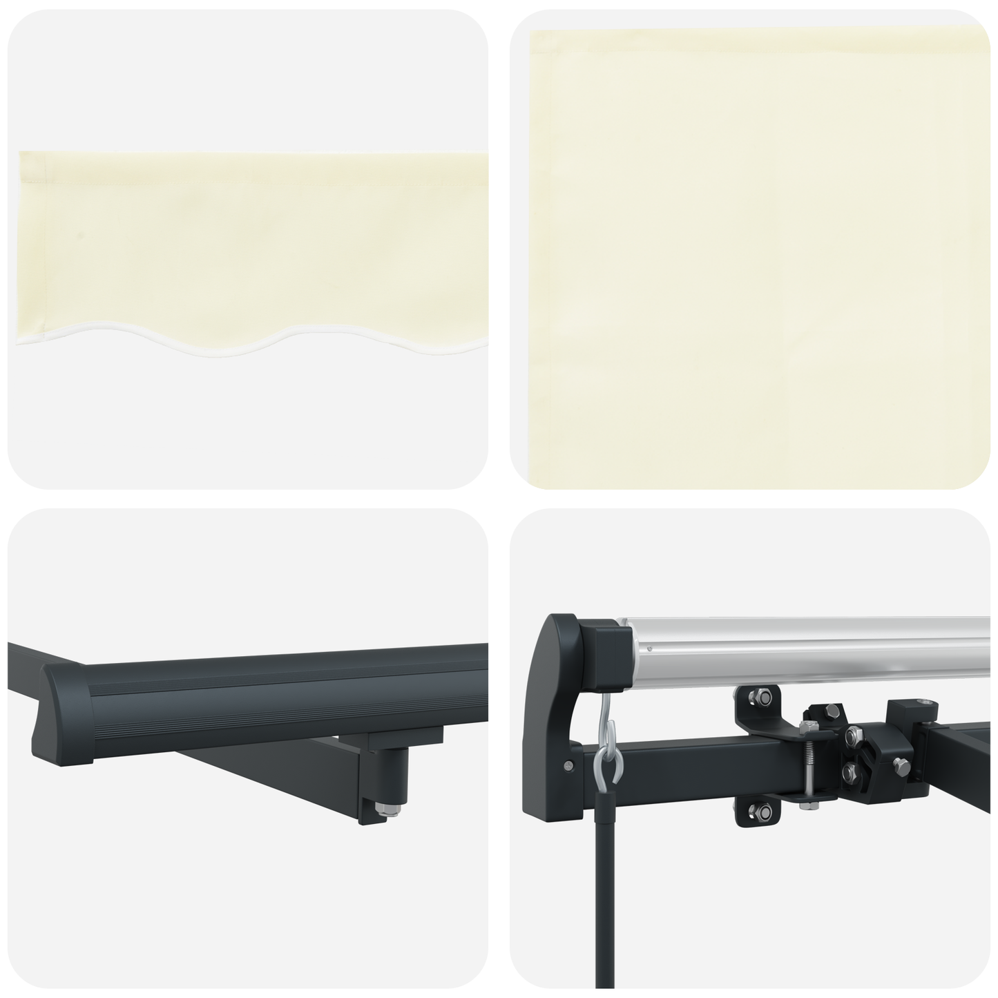 Markise med Blind Creme 350 X 200 X 120 Cm Stof, Metal - billede 10