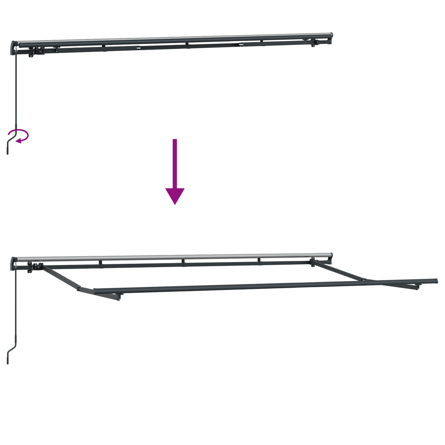 Markise med Blind Creme 350 X 200 X 120 Cm Stof, Metal - billede 11