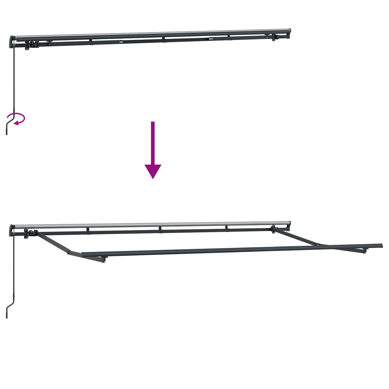 Markise med Blind Creme 350 X 200 X 120 Cm Stof, Metal - billede 11