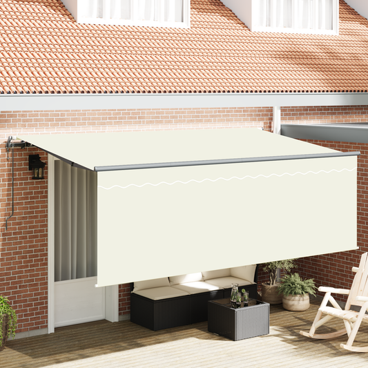 Markise med Blind Creme 350 X 200 X 120 Cm Stof, Metal - hovedbillede