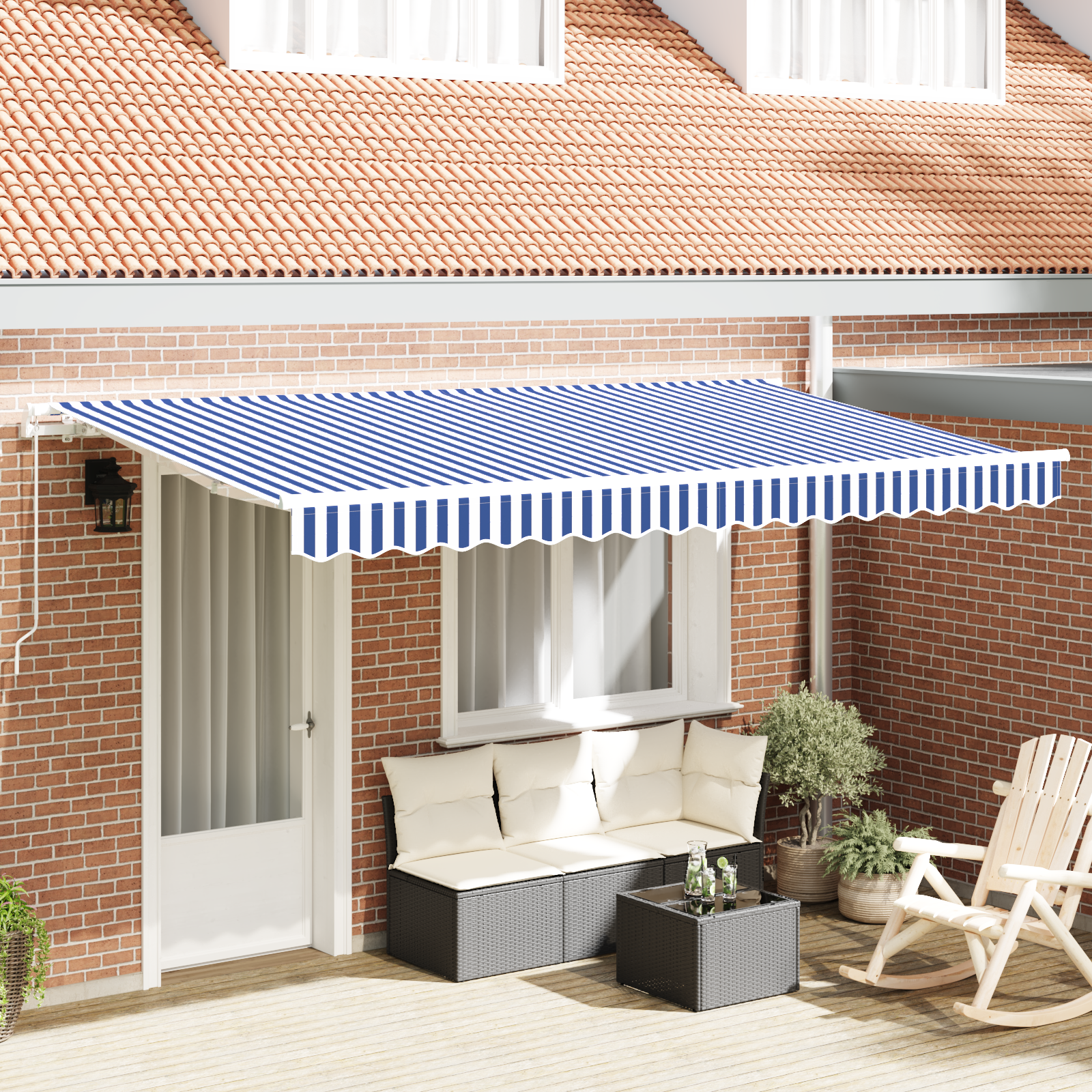 Utrækkelig Markise Blå og Hvid 400x200 Cm 400 X 200 Cm 4x2 M - hovedbillede